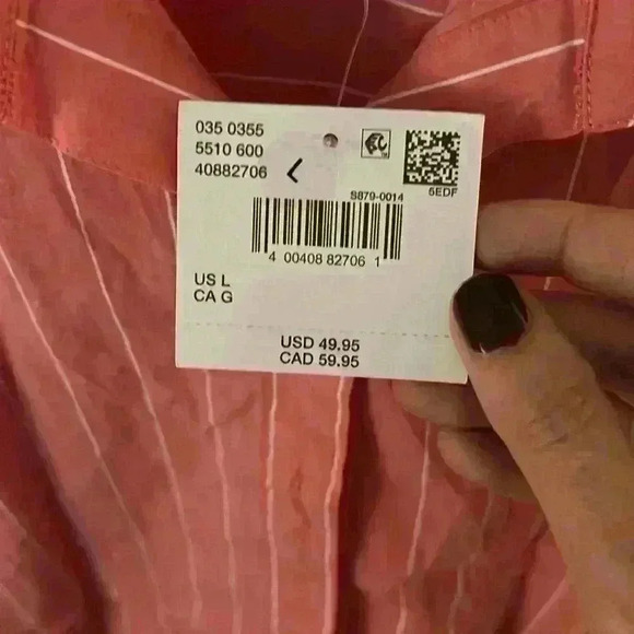 American Eagle pink button-down shirt new with tags never worn size large - Picture 5 of 6